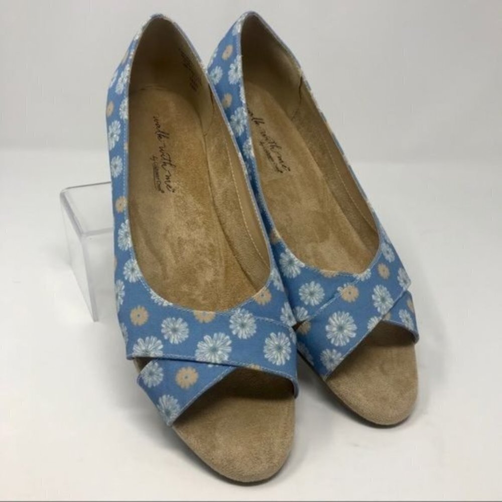 “Walk with Me” Floral Blue Peep Toe 10W - Picture 14 of 14